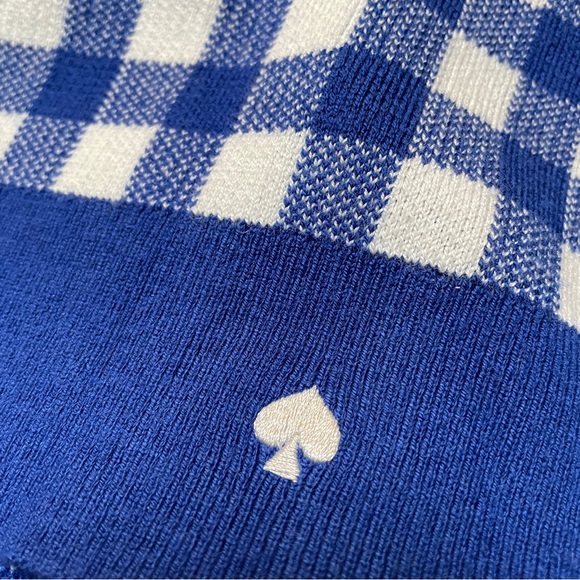 Kate Spade New York Blue Gingham Scalloped Trim Button Cardigan Size M - Picture 6 of 8